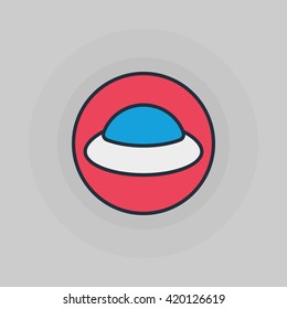 UFO flat icon - vector simple ufology symbol or spaceship illustration