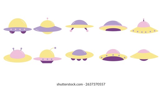 UFO Flat Illustration Cartoon Collection