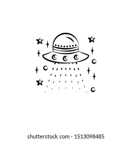 Ufo flaying saucer icon. Element of space hand drawn icon
