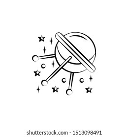 Ufo flaying saucer icon. Element of space hand drawn icon