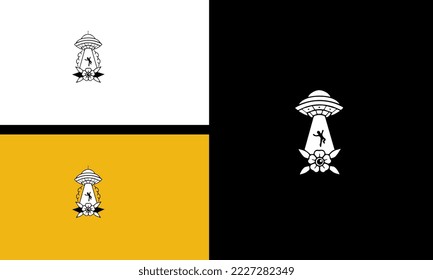 ufo con diseño de contorno vectorial de flores