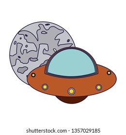 UFO flying around moon