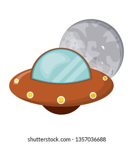 UFO flying around moon