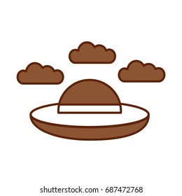 ufo flying with clouds