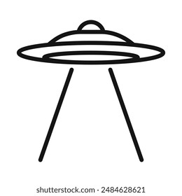 ufo flying icon Black line art vector