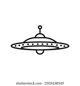 ufo flying icon Black line art vector logo