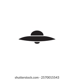 ufo flying icon black and white vector outline sign