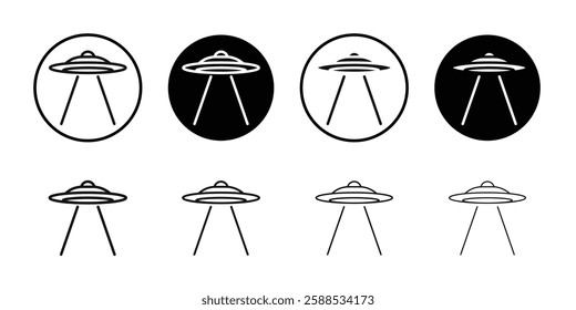 ufo flying icon line art vector