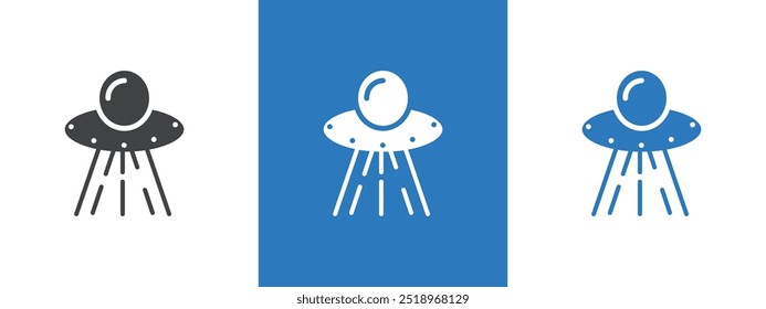 ufo flying icon thin line illustration