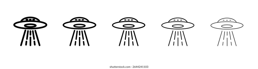 ufo flying icon thin outline logo mark set
