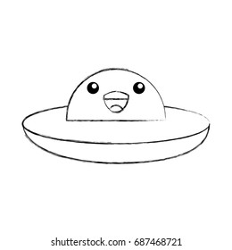 ufo flying kawaii character