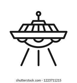 UFO flying.  Line vector. Isolate on white background. 