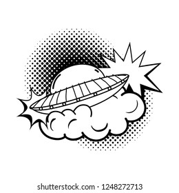 ufo flying with pop art style