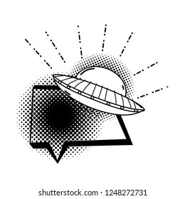 ufo flying with pop art style