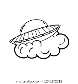 ufo flying with pop art style