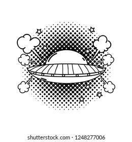 ufo flying with pop art style