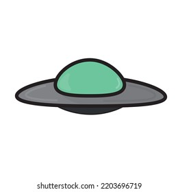 ufo Flying saucer icon in the green