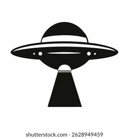 UFO flying saucer icon on white background.