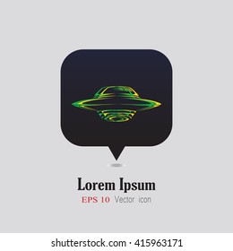 UFO Flying Saucer Icon. UFO Flying Saucer Vector. UFO Flying Saucer Icon Isolated On Black  Background.