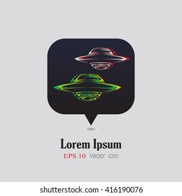 UFO Flying Saucer Icon. UFO Flying Saucer Vector. UFO Flying Saucer Icon Isolated On Black Background.