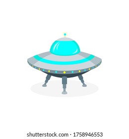 UFO flying saucer isolated on a white background. Stock vector illustration.