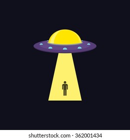 UFO Flying Saucer kidnapping a man. Abducting human