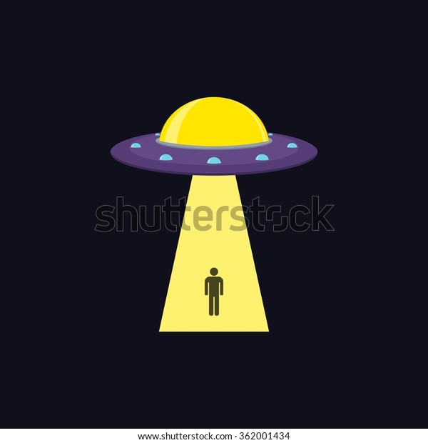 Hakuun Ufo Flying Saucer Kidnapping Man Abducting Liittyva Vektorikuva Rojaltivapaa 362001434