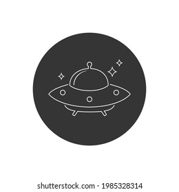 UFO Flying Saucer Line Icon. Vector illustration