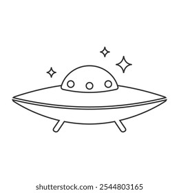 UFO Flying Saucer Line Icon. Vector illustration