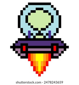 UFO flying saucer pixel art style