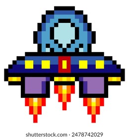 UFO flying saucer pixel art style