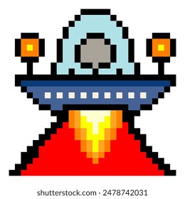 UFO flying saucer pixel art style