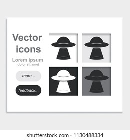 UFO flying saucer placed on web page template flat vector icon.