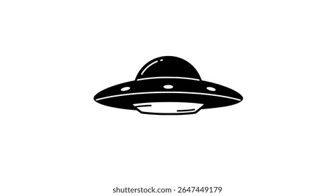 UFO Flying Saucer Silhouette - Alien Spaceship Vector for Sci-Fi and Space-Themed Designs