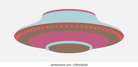 UFO - Flying saucer, unidentified flying object flat style illustration isolated on white background