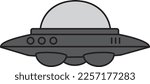UFO Flying Saucer Vector Icon flat illustration.