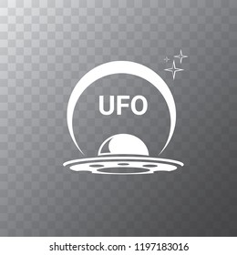 Ufo flying saucer vector icon isolated on transparent background. Ufo logo design template