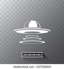Ufo flying saucer vector icon isolated on transparent background. Ufo logo design template