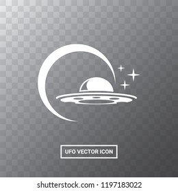 Ufo flying saucer vector icon isolated on transparent background. Ufo logo design template