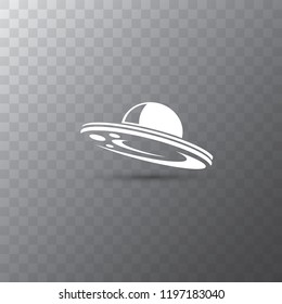 Ufo flying saucer vector icon isolated on transparent background. Ufo logo design template