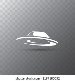 Ufo flying saucer vector icon isolated on transparent background. Ufo logo design template
