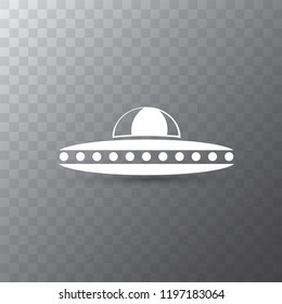 Ufo flying saucer vector icon isolated on transparent background. Ufo logo design template