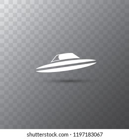 Ufo flying saucer vector icon isolated on transparent background. Ufo logo design template