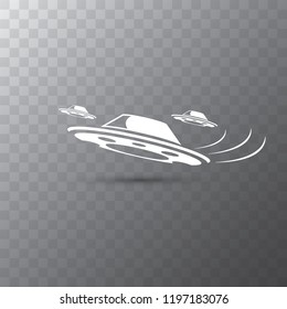 Ufo flying saucer vector icon isolated on transparent background. Ufo logo design template