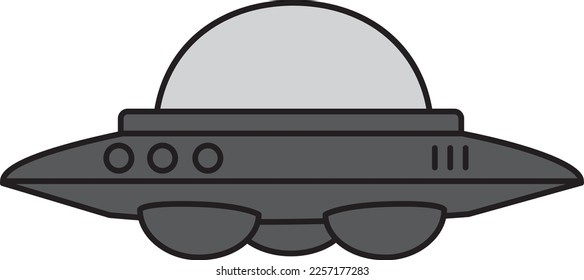 UFO Flying Saucer Vector Icon flat illustration.