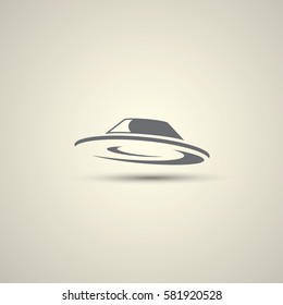 Ufo flying saucer vector icon isolated on background. Ufo logo design template