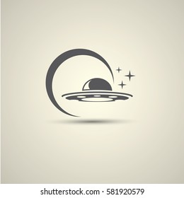 Ufo flying saucer vector icon isolated on background. Ufo logo design template