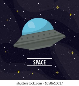UFO flying in the space