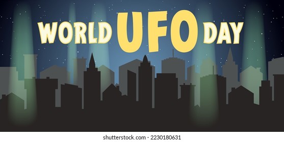 Ufo flying spaceship of aliens. For world UFO day. Cartoon Flying saucer. Vector alien spaceships. Futuristic unknown flying object. Space ship logo or icon. Vehicle line pattern. Celebrate on July 22