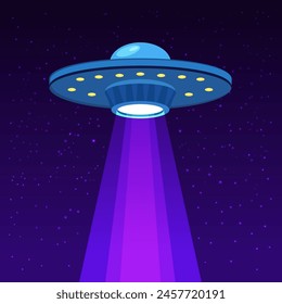 UFO flying spaceship flat vector design